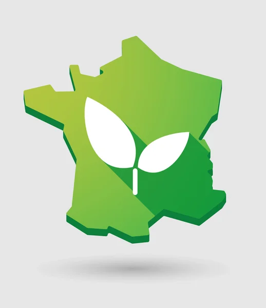 France icône de la carte verte avec une plante — Image vectorielle