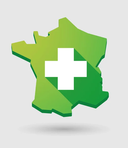 Francia icono de mapa verde con un signo de farmacia — Vector de stock