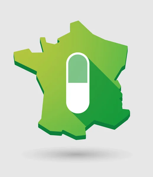 Frankrijk groene Kaartpictogram met een pil — Stockvector