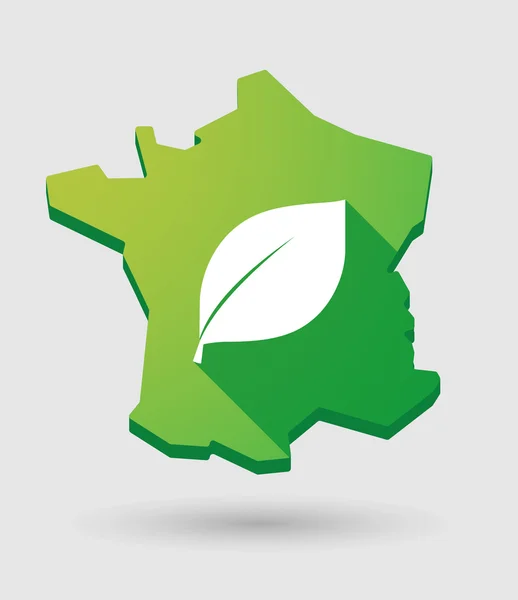 France icône de la carte verte avec une plante — Image vectorielle