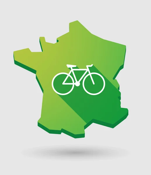 Frankreich grüne Karte Symbol mit einem Fahrrad — Stockvektor