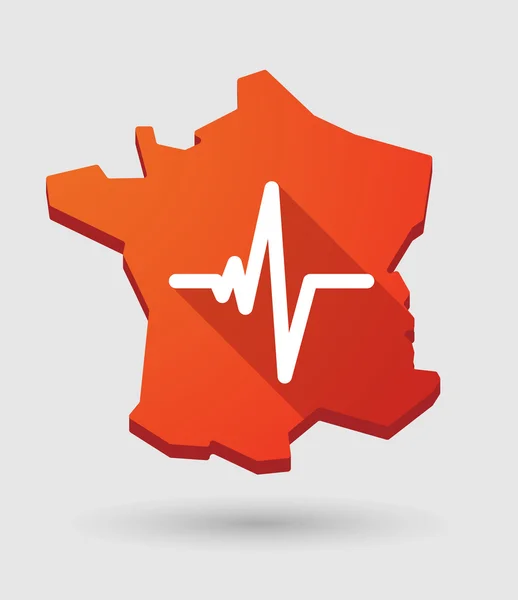 France map icon with a heart beat sign — Stock Vector