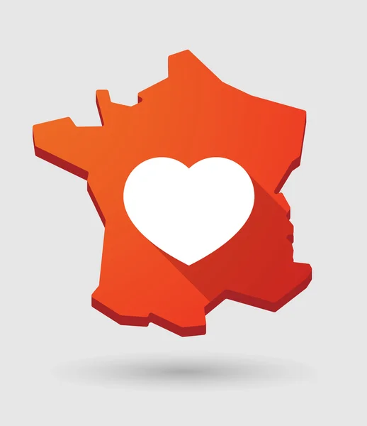 France map icon with a heart — Stock Vector