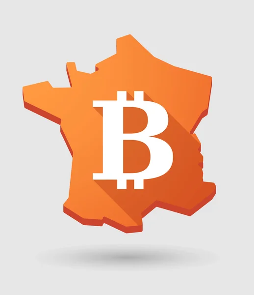 France map icon with a bitcoin sign — Stock Vector