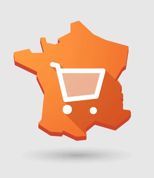 Frankrijk Kaartpictogram met een winkelwagentje — Stockvector