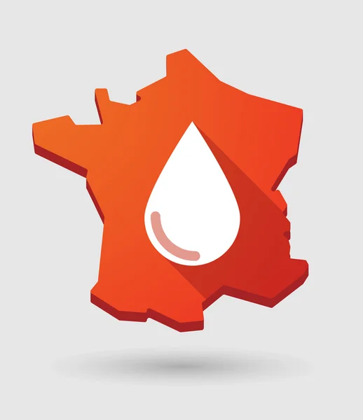 France map icon with a blood drop — Stock Vector