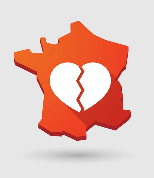 Mappa della Francia icona con un cuore — Vettoriale Stock