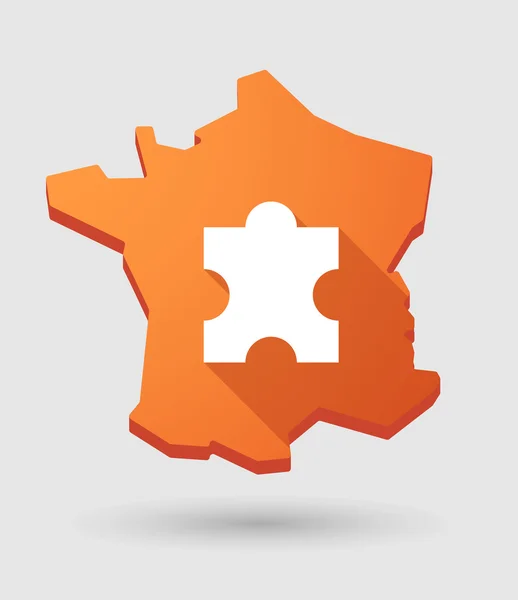 Frankrike karta ikon med en pusselbit — Stock vektor