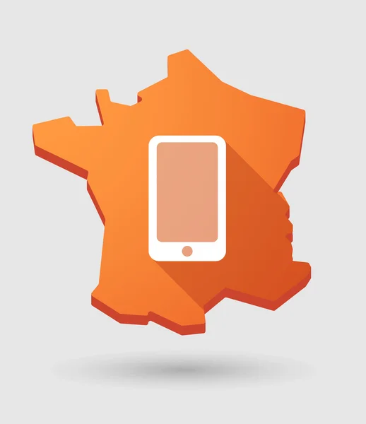Ícone de mapa de França com um telefone — Vetor de Stock