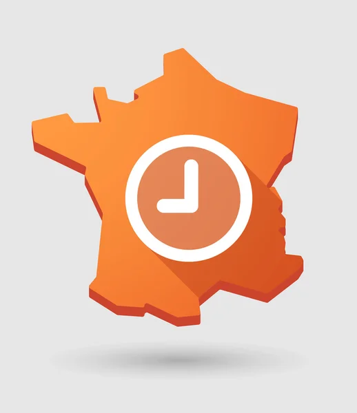Frankrijk Kaartpictogram met een klok — Stockvector
