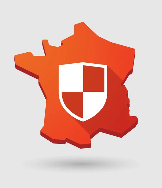Ícone de mapa da França com um escudo — Vetor de Stock