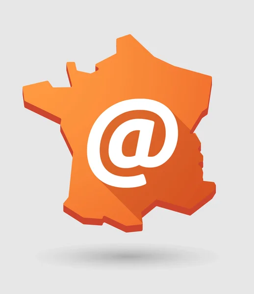 Icône de carte de France avec un e-mail — Image vectorielle