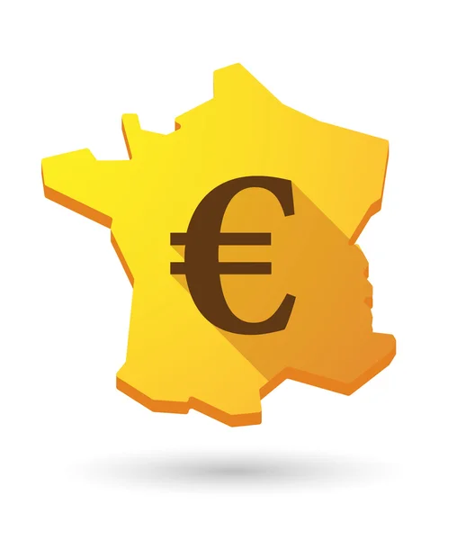 Ombre longue France icône de carte avec un signe de devise — Image vectorielle