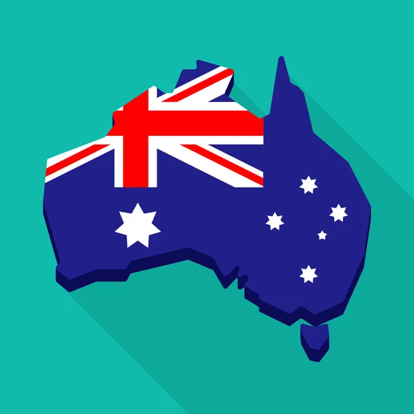 Mapa de Australia con la bandera nacional — Vector de stock