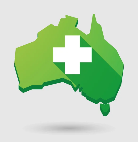 Carte verte de l'Australie icône de forme avec un signe de pharmacie — Image vectorielle