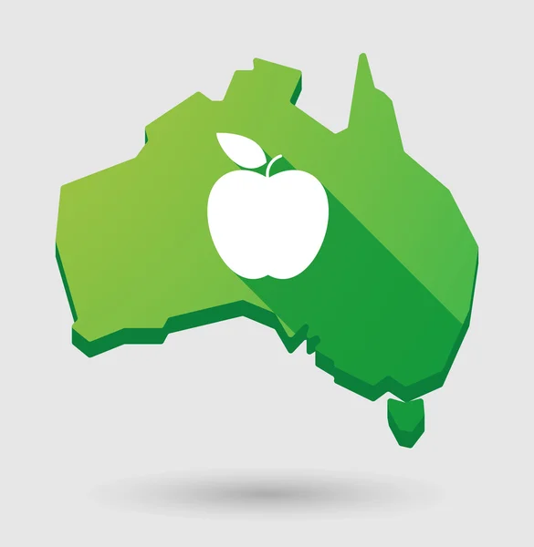 Carte verte de l'Australie icône de forme avec un fruit — Image vectorielle