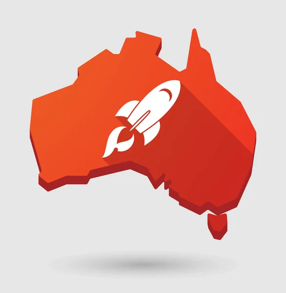 澳大利亚地图图标用一枚火箭 — 图库矢量图片