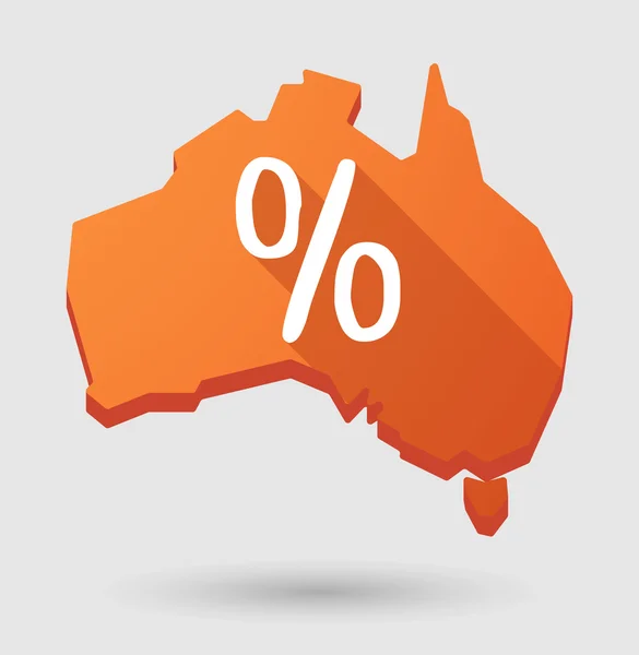 Australia map icon with a percentage sign — Stock Vector