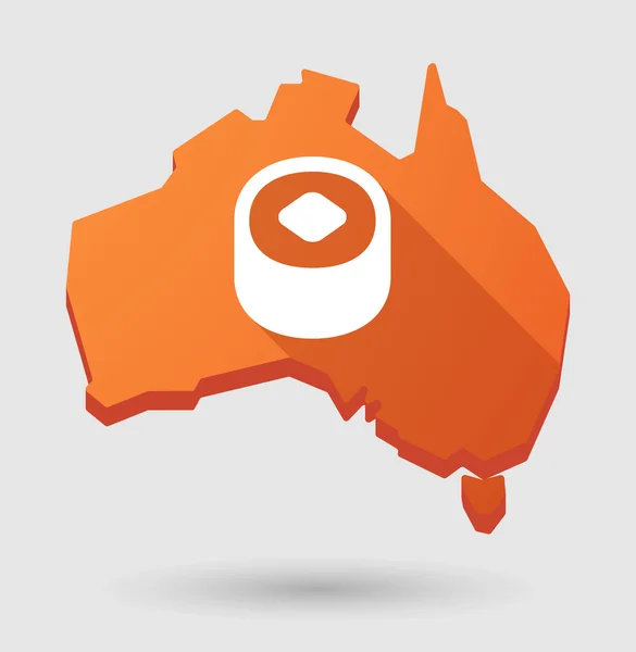 Ícone de mapa da Austrália com uma peça de sushi — Vetor de Stock