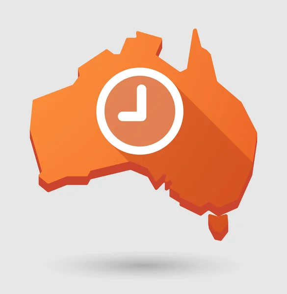 Australia mapa icono con un reloj — Vector de stock