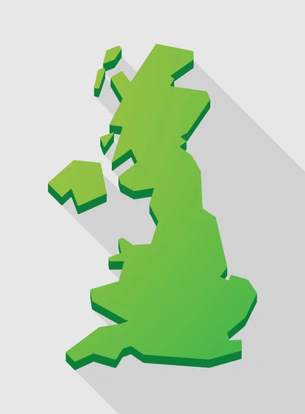 Verde sombra longa Reino Unido mapa —  Vetores de Stock