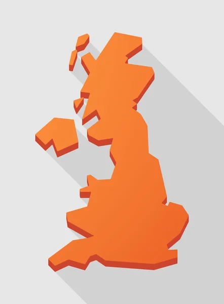 Orange long shadow Reino Unido mapa — Vector de stock