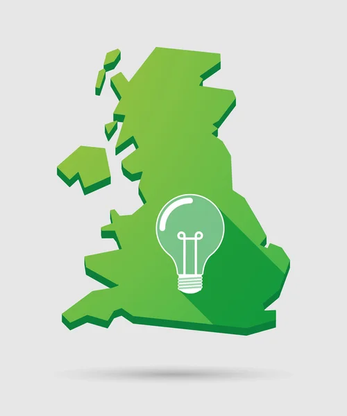 United Kingdom map icon with a light bulb — Stock Vector