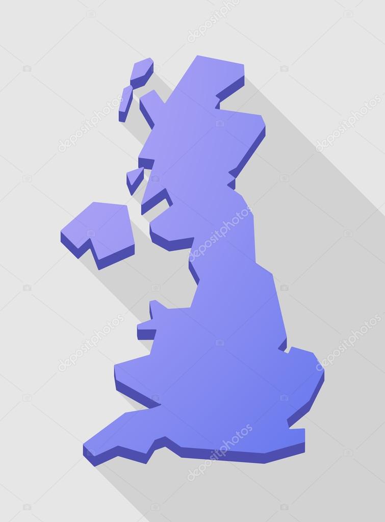 Purple long shadow United Kingdom map 