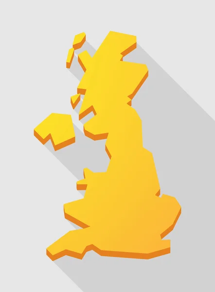 Yellow long shadow United Kingdom map — Stock Vector