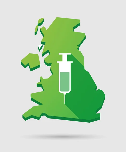 Wielka Brytania mapa ikona rezygnować pewien strzykawka — Wektor stockowy