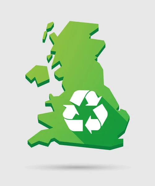 United Kingdom map icon with a recycle sign — Stock Vector