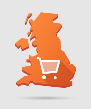 Bir alışveriş sepeti ile İngiltere'de harita simgesi