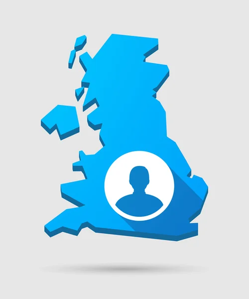 Uk map icon mit einem männlichen Avatar — Stockvektor