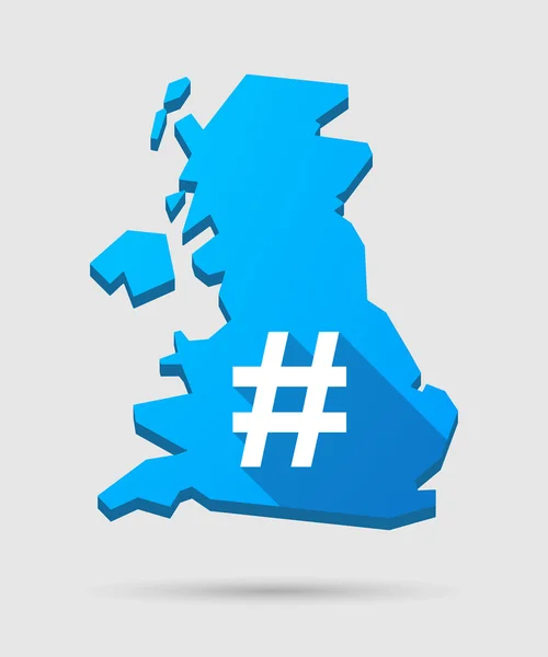 stock vector UK map icon with a hash tag