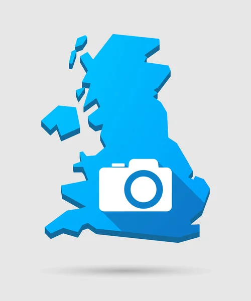 UK map icon with a photo camera — Stock Vector