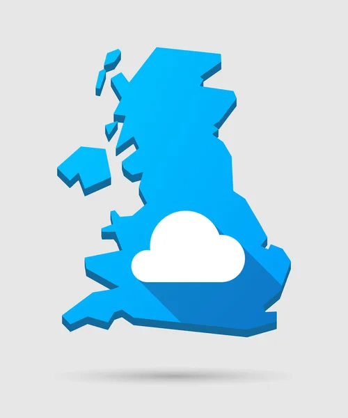 Uk map icon mit einer Wolke — Stockvektor