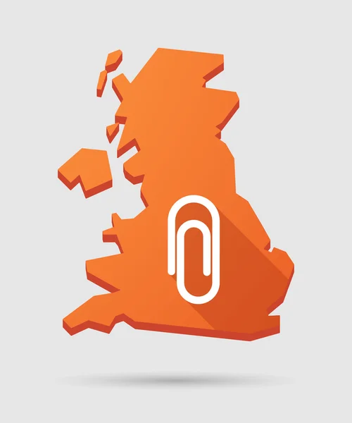 Icône de carte du Royaume-Uni avec un clip — Image vectorielle