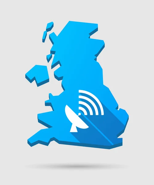 Ícone de mapa do Reino Unido com uma antena —  Vetores de Stock