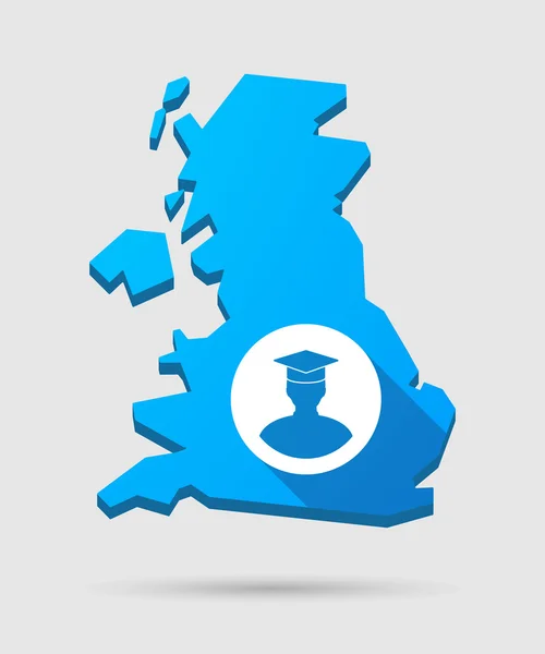 Uk map icon mit einem Studenten — Stockvektor