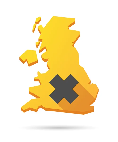 Icono de mapa del Reino Unido con un signo de sustancia irritante — Vector de stock