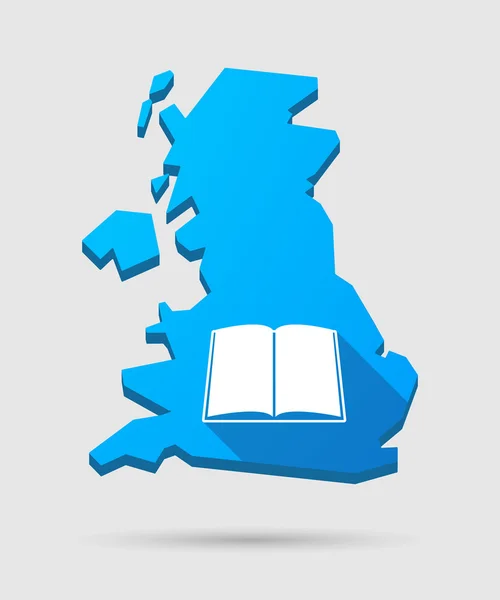 Reino Unido mapa icono con un libro — Vector de stock