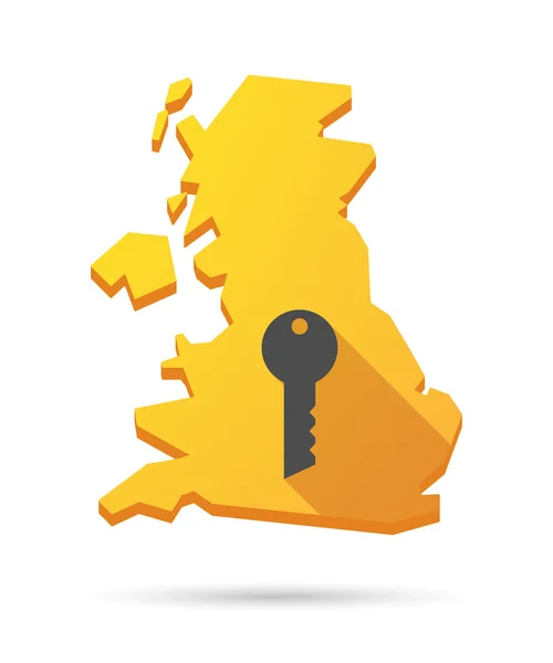 Uk map icon mit einem Schlüssel — Stockvektor