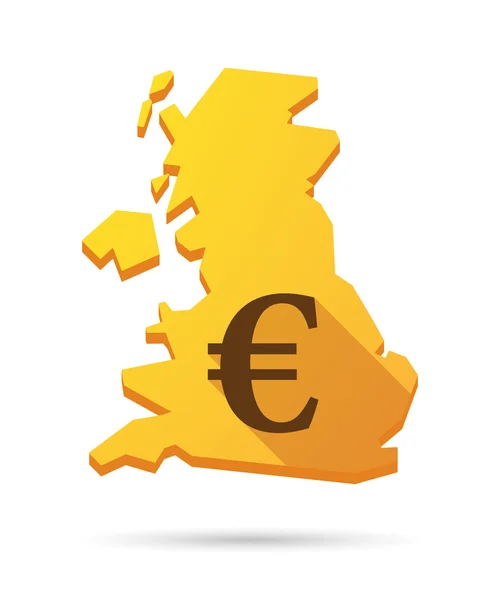 Ícone de mapa do Reino Unido com um sinal de moeda — Vetor de Stock