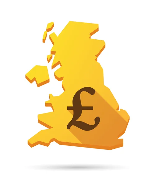 Ícone de mapa do Reino Unido com um sinal de moeda — Vetor de Stock