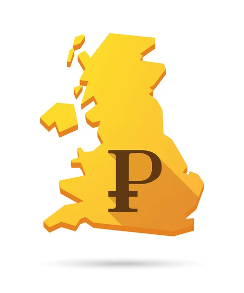 Ηνωμένο Βασίλειο εικονίδιο χάρτη με ένα σύμβολο νομίσματος — Διανυσματικό Αρχείο
