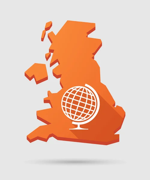 UK map icon with a world globe — Stock Vector