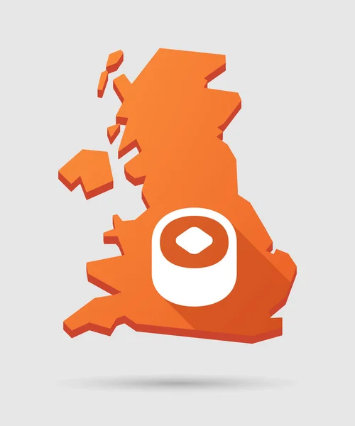 Uk map icon mit einem Sushi — Stockvektor