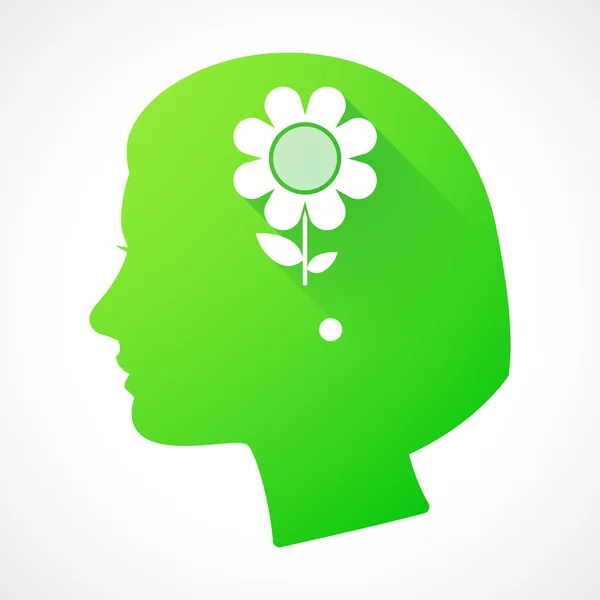 Vrouwelijke hoofd silhouet pictogram met een bloem — Stockvector