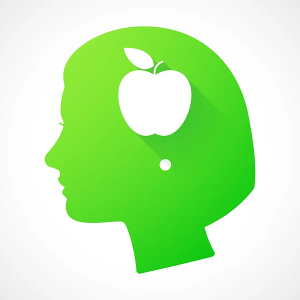 Kadın baş siluet simge bir elma — Stok Vektör