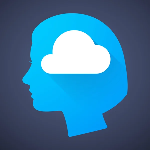 Female head silhouette icon with a cloud — Stock Vector